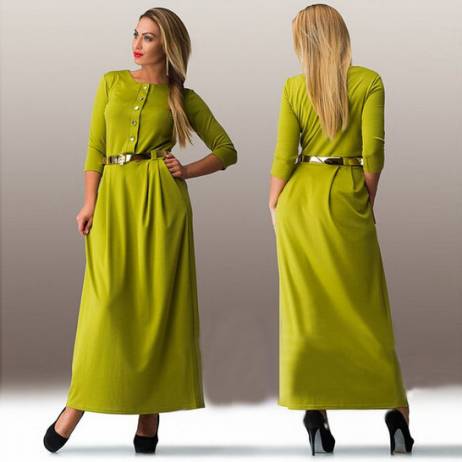 Plus Size 5xl 6xl women Casual Loose long dress Solid Three Quarter O-Neck Floor-Length Dresses Summer Spring Dress New Fashion