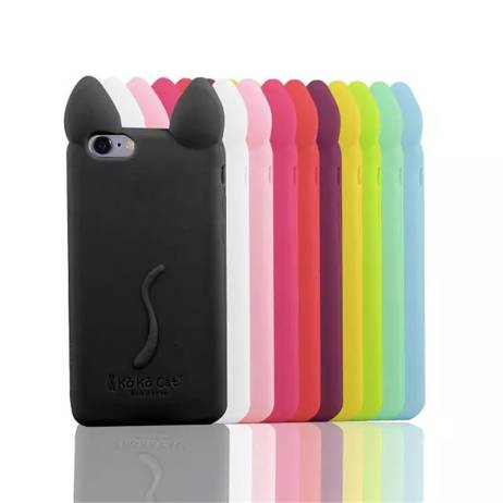 Cartoon 3D koko cute Ear Cat Case cvoers For Apple IPhone 4 4s Ear soft silicone phone Case ASJK0212