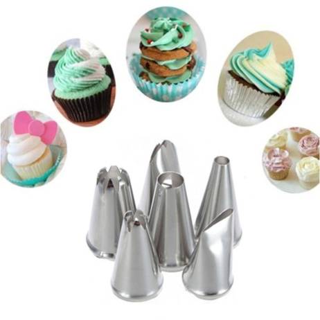 Azerin 6X DIY Stainless Steel Icing Piping Nozzles Pastry Tips Fondant Cup Cake Baking Free Shipping