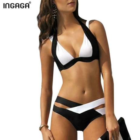 INGAGA Summer Style 2016 New Women Sexy Bikini Set Push Up Swimsuits Swimwear Cross Bandage Bathing Suits