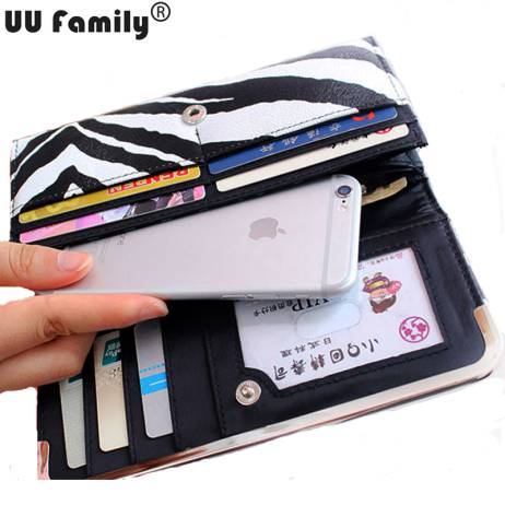 2016 UU Family New Zebra Purse Women Wallet Organizer Wallets Checkbook Lady Clutche Wallet for iPhone 6S Holder Portmonee