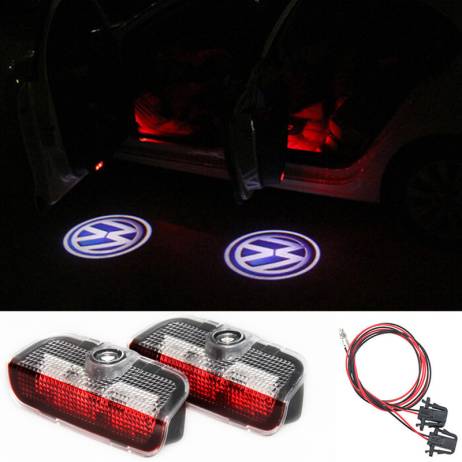 LED Door Warning Light With VW Projector For VW Golf 5 6 7 Jetta MK5 MK6 MK7 CC Tiguan Passat B6 B7 Scirocco EOS With Harness