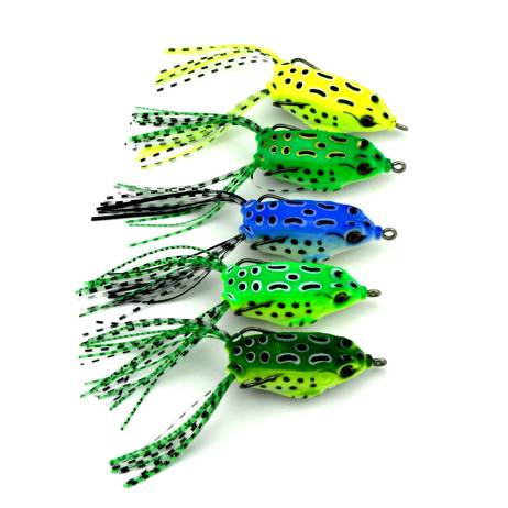 Lot 5Pcs Soft Plastic Fishing lures Frog lure With Hook Top Water 5.5CM 8G Artificial Fish Tackle