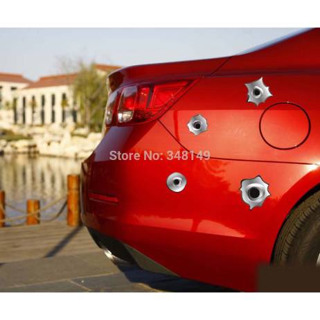 12 x Funny Simulation Gun Bullet Hole Stickers Car Decal for Toyota Chevrolet cruze Volkswagen skoda VW Hyundai Kia Lada opel