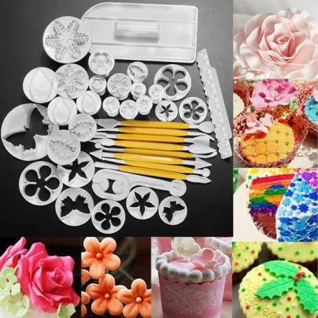 Sale! 12 Sets 37pcs Fondant Cake Decorating Tools Cookie Sugar Craft Decorate Plunger Cutters Tools Cake Decorating Set DIY Cake