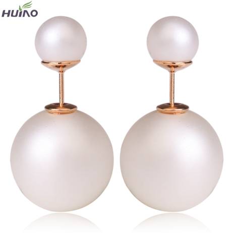 2015 Cc Brinco Trendy Round New Fashion Paragraph Hot Selling Earrings Double Side Shining Pearl(15mm) Stud Big Pearl For Women