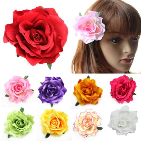 Flocking Cloth Red Rose Flower Hair Clip Hairpin DIY Headdress Hair Accessories For Bridal Wedding