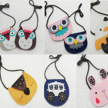 2016 New Kids Fabrics Cute Cartoon Purse Bag Little Girl Small Bag Children's Animal decorated Messenger Bag Gift for Kids