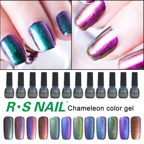 2016 New arrival RS Gel nail chameleon paint nail glue color uv Gel varnishes esmaltes permanentes de uv lacquer magnetic nail