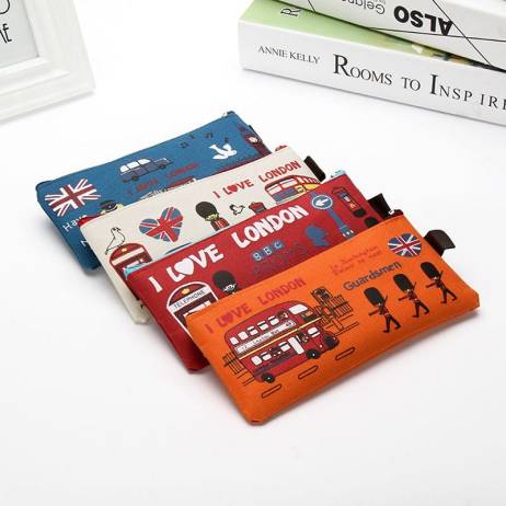 London style Pencil Pen Case Cosmetic Makeup Bag Pouch Holder Women Cosmetic Bags Fresh purse zipper Coin case Free Shipping