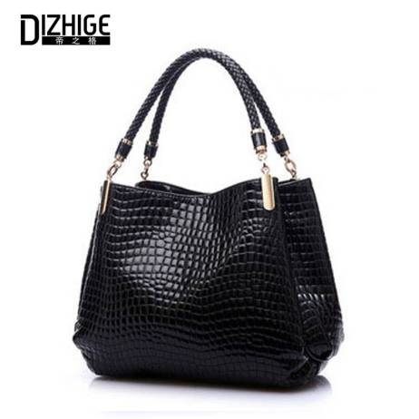 Big New Women Shoulder Bags Alligator Ladies Leather Bags Women Handbags Of Famous Brands Totes 2015 Black Sac Espagnol