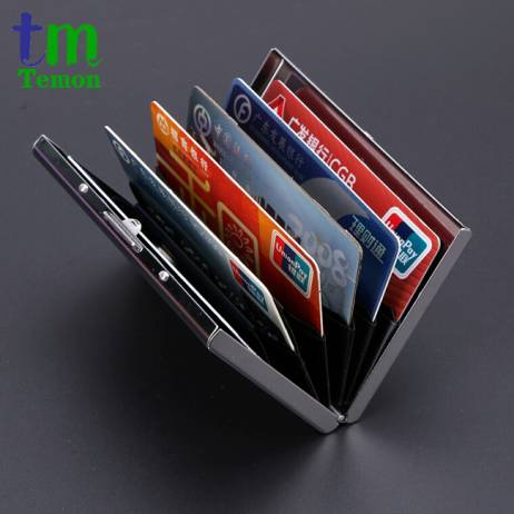 TEMON 2016 new arrival High-Grade stainless steel men credit card holder women metal bank card case card box TW2703