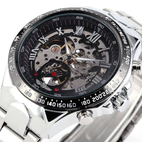 2016 New Fashion Men Male Winner Brand Mechanical Watch Steel Automatic Stylish Classic Skeleton Steampunk Wristwatch BEST Gift