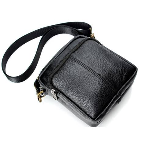 2015 Fashion vintage genuine Leather small men bag high quality brand men messenger bags mini shoulder bag black