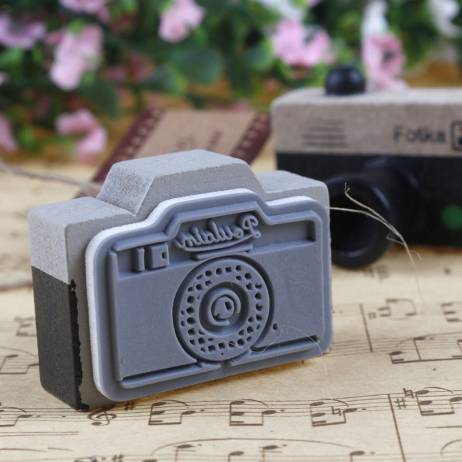 Azerin Lovely 2 Model Korea Wooden retro Camera Rubber Stamp Seal Gray & Brown DIY Free Shipping