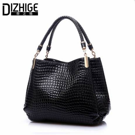 2015 Alligator Leather Women Handbag Bolsas De Couro Fashion Famous Brands Shoulder Bag Black Bag Ladies Bolsas Femininas Sac