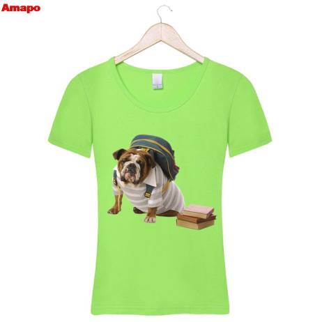 Amapo T Shirt Women Crop Top Round Neck 3D Print Short Sleeve Bulldog Camisetas Mujer Blusa Mulher Poleras De mujer Plus Size