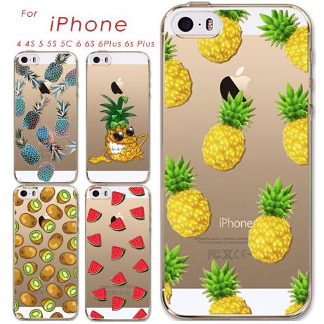 Thin Soft TPU Silicon Transparent Fruits Watermelon Pineapple Kiwi Case Cover For Apple iPhone 4 4S 5 5S 5C 6 6S 6Plus 6s Plus