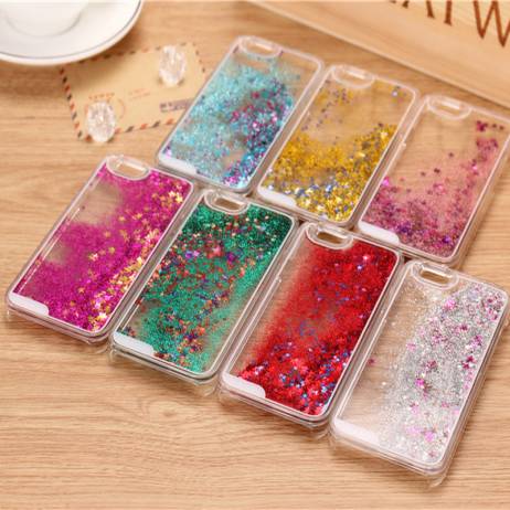8 Colors Fun Glitter Star Dynamic Liquid Back Case cover for iphone 5C 6 6s 6Plus/6sPlus transparent clear phone back housing