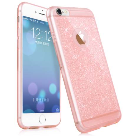 5S 6S pink color phone case For iphone 5 6 6 plus 6s plus mobile phone accessories TPU soft shining golden Bling cover For apple