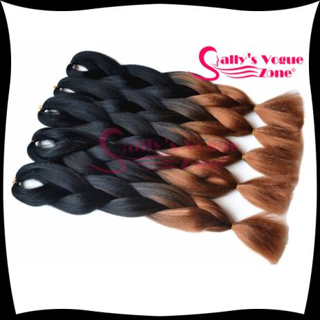 Ombre Kanekalon Braiding Hair Synthetic Braiding Hair Ombre Silky Straight Black+Brown 100g/pc Kanekalon Jumbo Braids Hair Bulk