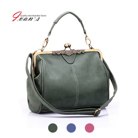 Realer brand new vintage bags retro PU leather tote bag women messenger bags small green clutch ladies shoulder handbags
