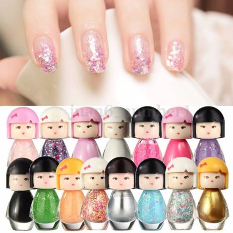 15 colors New Fashion Cute Baby Doll Design Acrylic Neon Nail Art Polish Bright Glitter Pure Color Nail Decoration