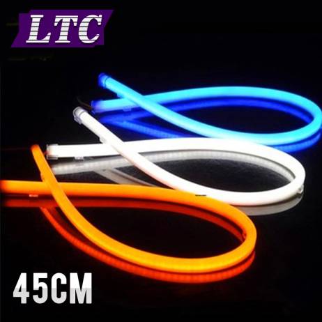 New 2PCS 45CM DRL Flexible LED Tube Strip Daytime Running Lights Turn Signal Angel Eyes Car Styling Parking Lamps