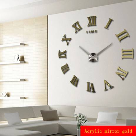 promotion 2016 new home decor large roman mirror fashion modern Quartz clocks living room diy wall clock watch free shipping