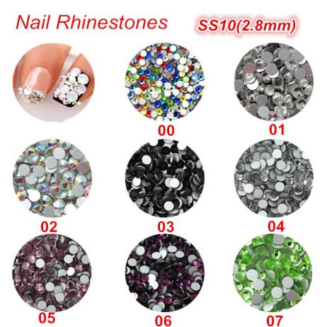 strass nail art SS10 2.8mm Nail Rhinestones to Nails Art Glitter Crystal Decoration Fashion Non HotFix Rhinestone Decor 1400pcs