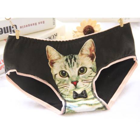 British Girl Series 3D kitty cat personality pattern ladies underwear briefs cotton underwear kitten meow star people