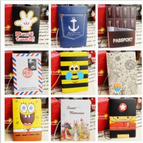 2015-2016 Lovely cartoon Patterns Passport Holder Cover Identity Document Folder Travel,17 kinds Pattern case for choose