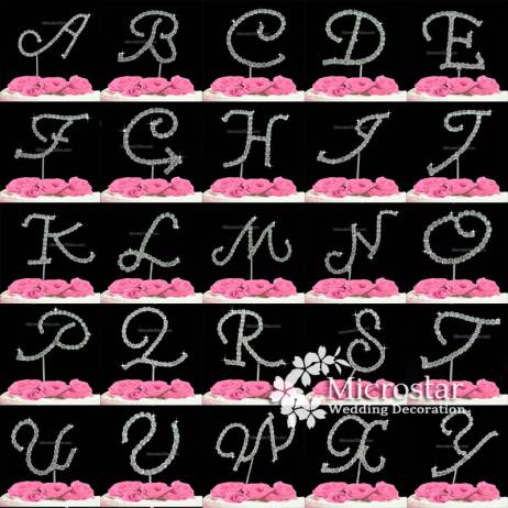 Wedding Cake Topper Letter Crystal Diamante Rhinestone Anniversary Decoration Crafts Party Festive Events Supplies