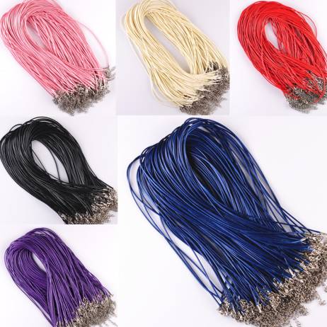 9 Colors Sale 10 Pcs/lot DIY Real Leather Chains Pendant Necklace Rope Charms Findings Lobster Clasp String Cord 1.5 mm Black