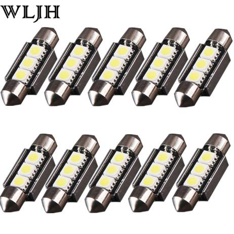 10pcs Cool White CANBUS Error Free 36mm C5W Festoon 3SMD DE3423 6418 12v Car Interior Bulb License Plate Light For Audi BMW Benz