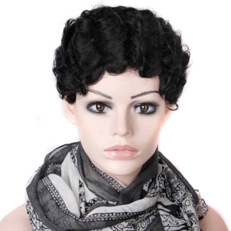 2015 Cheap Wig Women Lady'sCheap Short Black Curly Hair Wig + Wig Net Gift Heat Resistant Synthetic Hair wigs Free Shipping