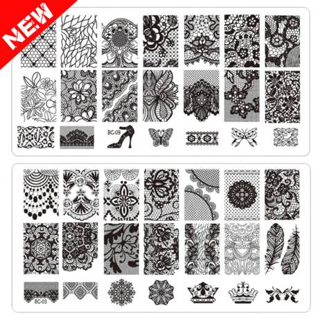 New Lace Flowers Nail Art Stamp Stamping Image Plate 10pcs/lot 6*12cm Stainless Steel Nail Template Manicure Stencil Tools