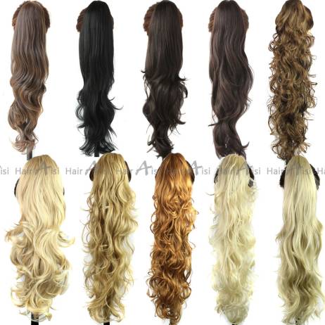 Synthetic Long Curly Wavy Claw Drawstring Clip False Ponytail natural Hair Extension Fake Tress Hairpieces My Little Pony Tail