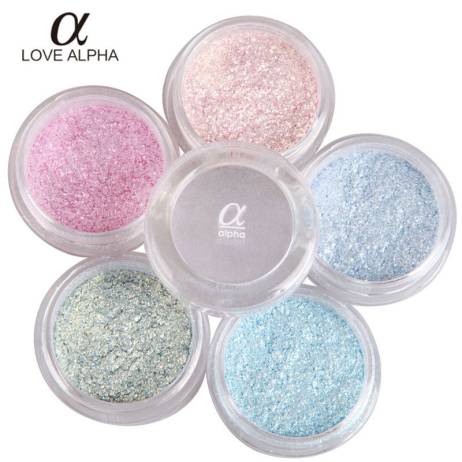 LOVE ALPHA 12 Colors Eye Shadow Flash Powder Super Bright Pearl Shining Bright Glitter Powder Pink Diamond Brand Makeup