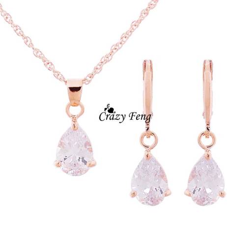Luxury Jewelry Set Newest Trendy Women's/Girl's Gold Plated Cubic Zircon Earrings Necklace Jewelry Sets Fashionable Women Sets