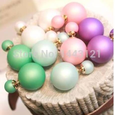 colored genuine branded developed trendy cute charm imitation pearl double ball-statement earrings jewelry accessories for women