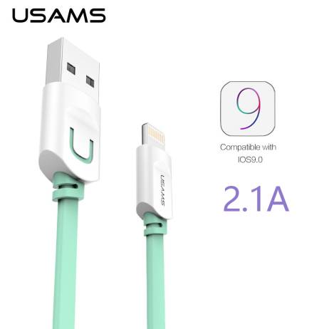 For IPhone Cable IOS 9 USAMS 2.1A Fast Charging 1m 1.5m Flat Usb Charger wire cobo Sync Data Cable For iPhone 6 5 5s ipad