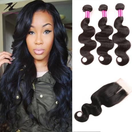 8A Grade Peruvian Virgin Hair Body Wave With Closure Cheap Human Hair With Closure Piece Ms Lula Hair With Closure And Bundles