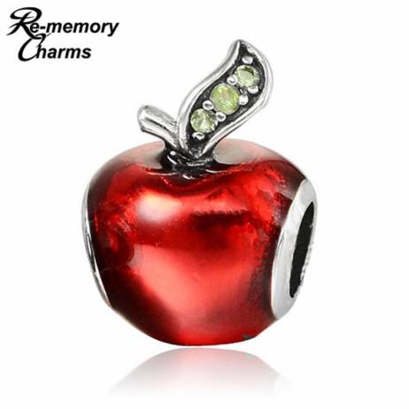 Fashion Kralen Jewelry Red Enamel Beads Bijoux Apples Crystal Bead Charms Fit Pandora Bracelets Best Berloques Wholesale Beads