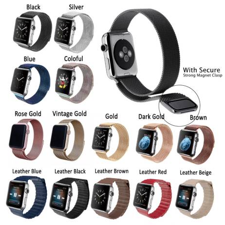 Magnet Lock Milanese Loop Stainless Steel leather loop Bracelet Strap Band for Apple Watch 42mm 38mm All Models No Buckle Needed