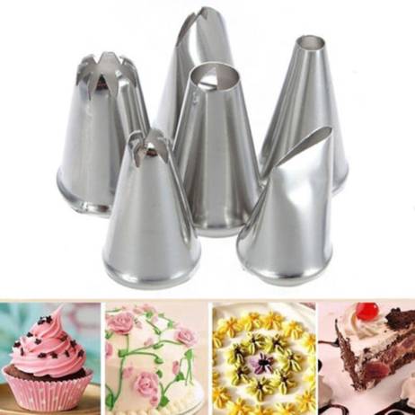 6X DIY Stainless Steel Icing Piping Nozzles Pastry Tips Fondant Cup Cake Baking Free Shipping