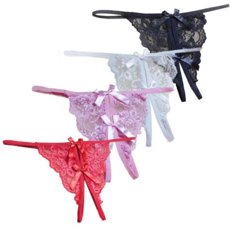 Fashion New women 4 colors Open fork Transparency tanga bowknot Featured Strappy Sexy free shipping
