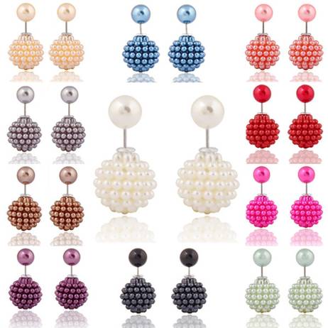 2016 fashion jewelry double imitation pearl stud earrings for women luxury shamballa beads statement earrings for women