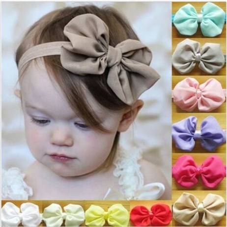 Hair Styling 14 Colors Newborn Baby Girls Chiffon Bowknot Headband Bow Hairband Bandeau Wholesale BB-265