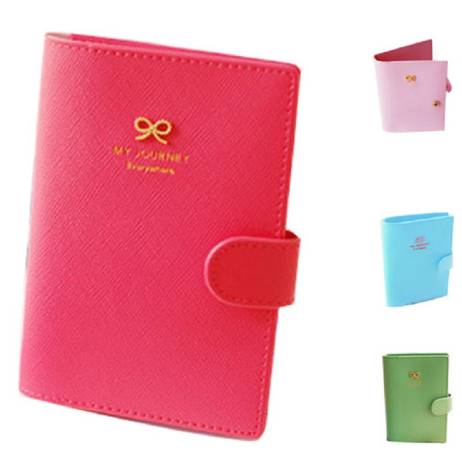 4 Colors New Women Passport Cover Bowknot Buckles Travel Passport Holder ID Credit Card Holder Protect Cover Women Card Wallets